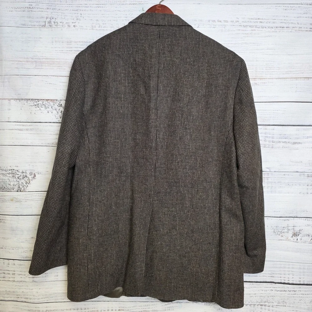 Woolrich Blazer Mens 46L Brown Green Tweed 100% Lambswool Sport Coat 2‎ Button